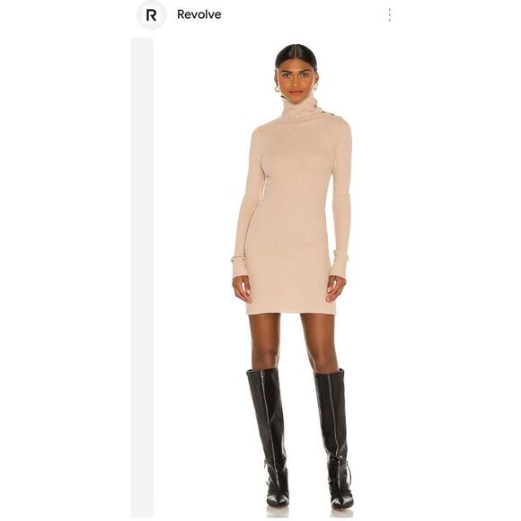 The Range Stark Jumbo Waffle Knit Thermal Turtleneck Long Sleeve Mini Dress - Picture 1 of 10